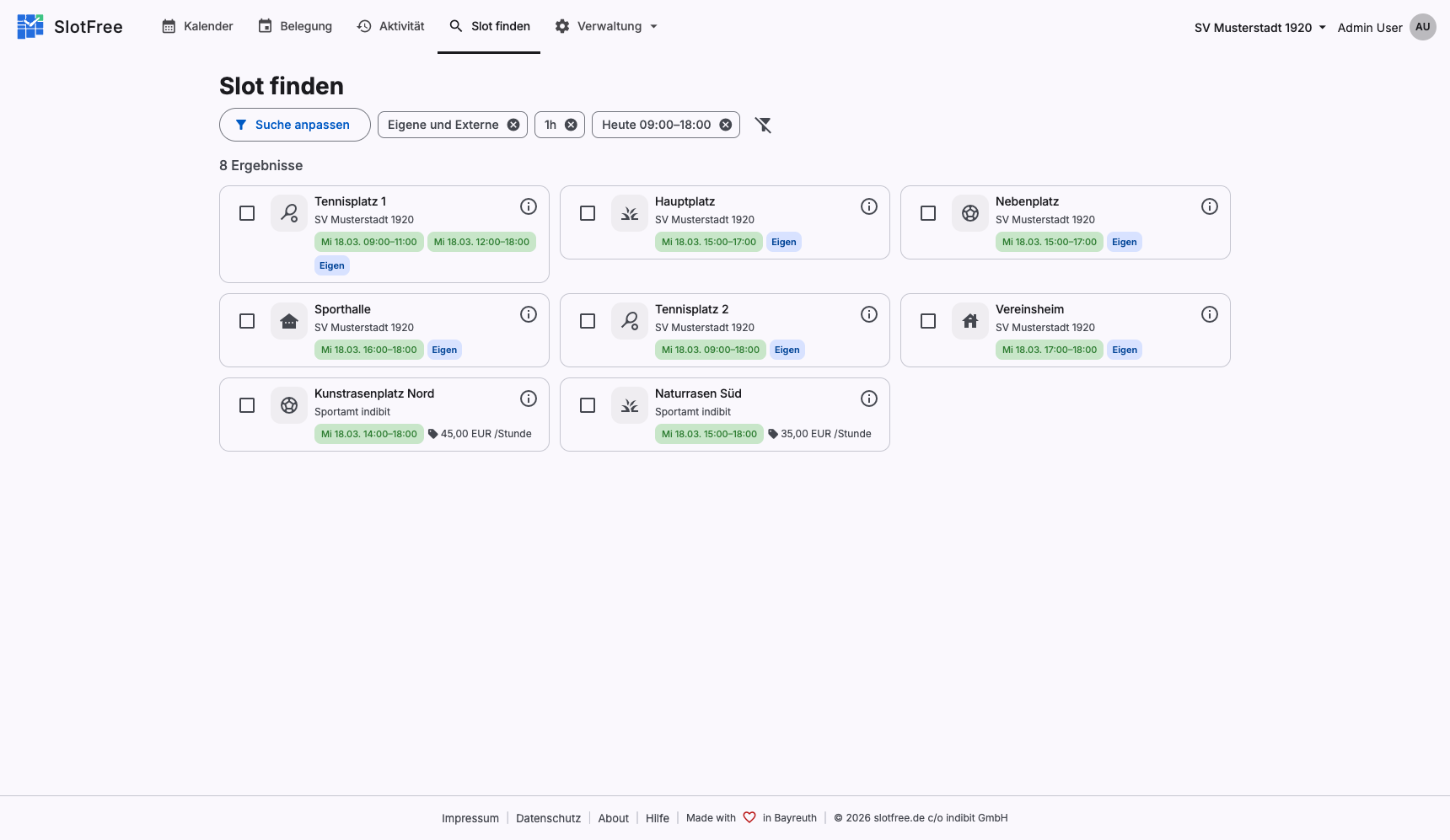 Kunstrasenbelegung im Fußballverein — Plätze optimal auslasten